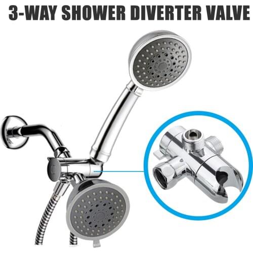 3-Way Shower Diverter Valve Mount G1/2 Handheld Shower Arm Diverter Splitter Polished Chrome Bathroom Shower System Replacement