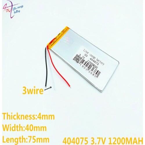 3 line 404075 3.7V 1200MAH Lithium Polymer Li-Po Rechargeable DIY Battery For Mp3 MP4 MP5 GPS PSP mobile electronic part