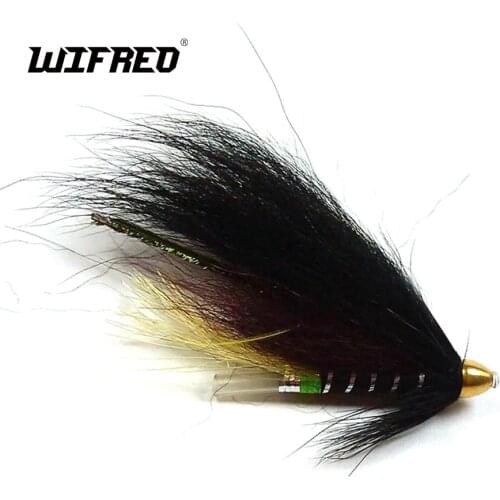 [4PCS] Black & Yellow Turbo Tube Fly Pattern for Salmon and Sea Trout Fishing Flies Lure Baits Free Box