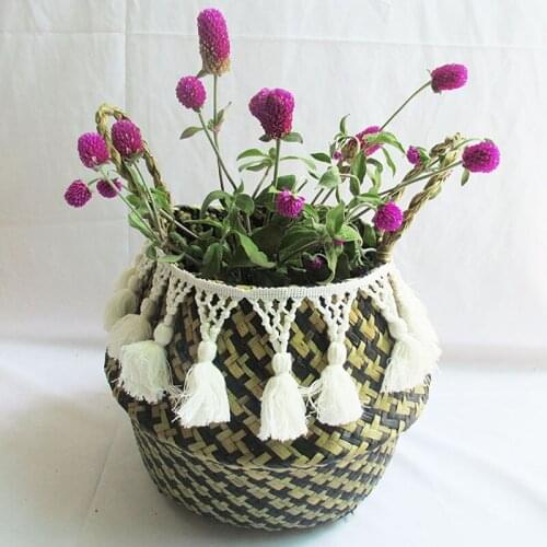 Bamboo Storage Basket Folding Clthoes Laundry Basket Straw Wicker Rattan Hanging Basket Flower Pot Hamper