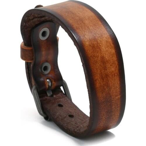 Vintage Fashion Genuine Leather Bracelet Belt Casual Retro Black Brown Simple Bangle Wrap Unique Charm Wristbands Unisex Jewelry