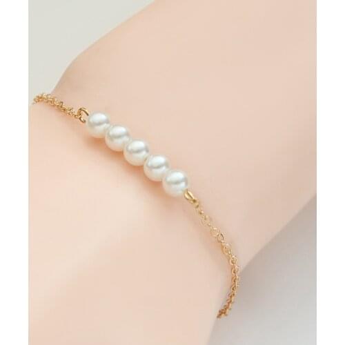 Fashion Five Pearl Pendant Necklace For Women Charming Gold Silver Color Hand Chain Accessories Elegant Wedding Party Jewelry