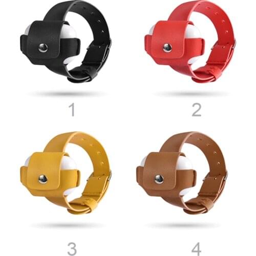 Earphone Case For Airpods Pro Pu Wrist Bands Strap Pure Color Leather Wristband Anti-lost Protective Cover