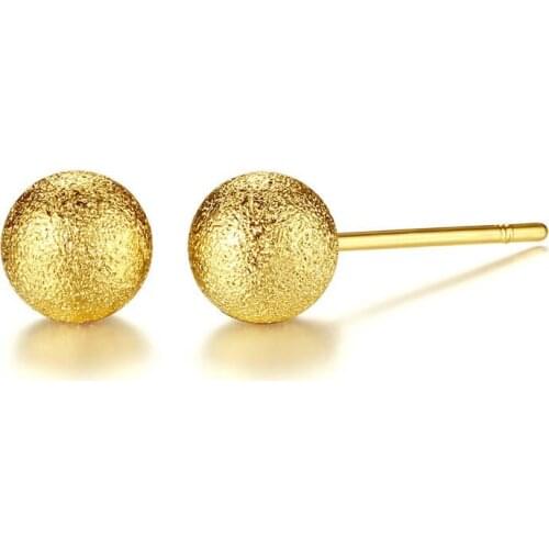 Dovolov Daily Wear Chic Stud Earrings For Young Women Fashion Simple Sand Face Gold Ball Ear Jewelry Brincos Wholesale