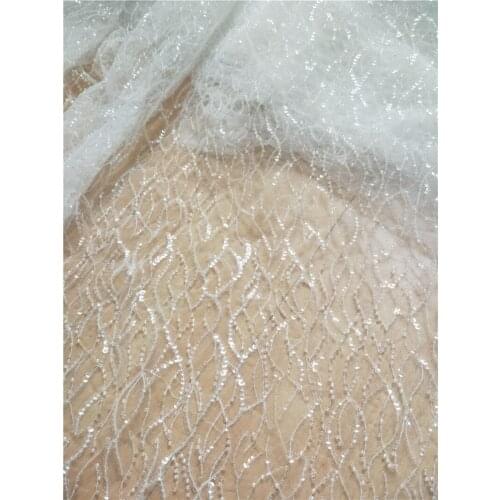 Factory sequin &beaded fabric fashion DIY lace for bridal dress