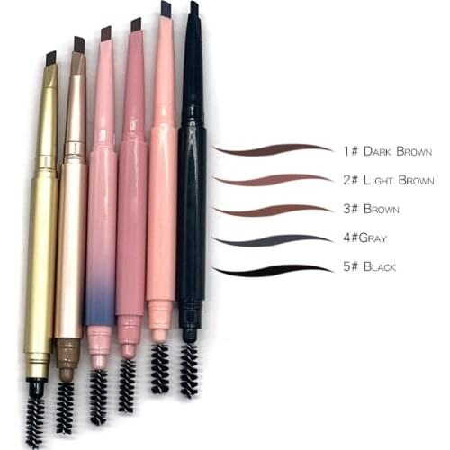 6-color Double-headed Triangle Revolving Eyebrow Pencil Private Label Custom Waterproof Cosmetics Bulk Eye Brow Pencil