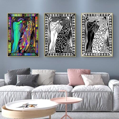 Oil Canvas Painting God and Peacock Picture Poster Canvas Print Painting Wall Art Living Room Home Decoration