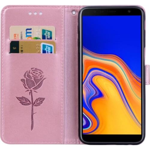 For Samsung Galaxy J4 Plus Leather Case on for Samsung J4Plus J6 2018 Cover Classic Style Wallet Flip Phone Cases Women Men