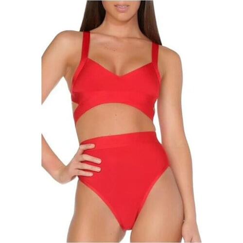 Fashion Summer Women Bodysuits Strap Rayon Knitted Sexy Bandage Beach Bikinis Suits