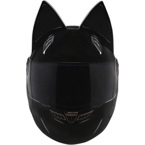 NITRINOS Black Full Face Motorcycle Helmet Personality Cat Helmet Fashion Motorbike Helmet Moto Capacete S /M /L/XL /XXL