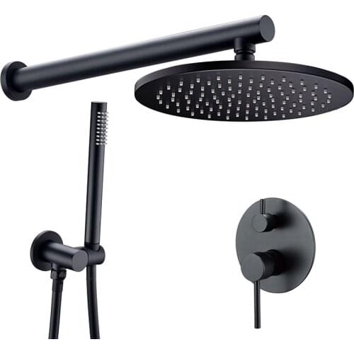 Bathroom Shower Faucet Set Black Bathtub Faucet Shower Mixer Tap Copper Rainfall Ceiling Shower Head Wall Mounted Shower Faucet