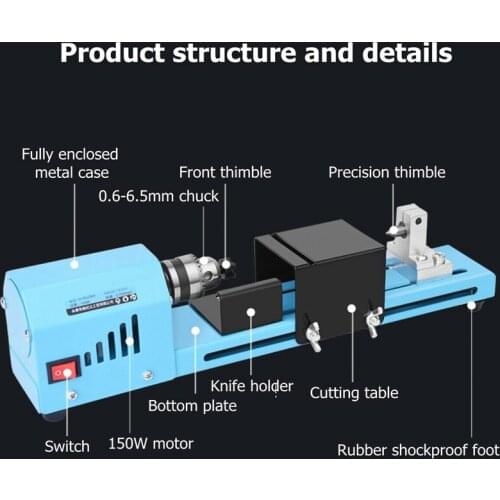 Newest Mini DIY 150W Wood Lathe Bead Cutting Machine Grinding Drill Polishing Woodworking Tool