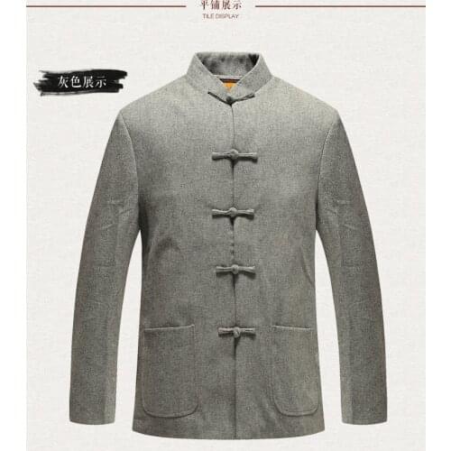 New Arrival Plus Size 3XL Mandarin Collar Chinese Tunic Suit Tops Men Jacket Autumn Winter Thick Warm Oversize Coat 2973