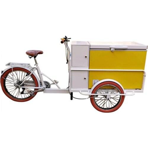 New Design Street Fast Mobile Restaurant Displays Food Bicycle Milk Truck Coffee Freezer Bike Electric Ice Cream Cart