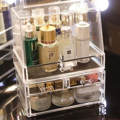 Transparent Acrylic Makeup Organizer Lipstick Holder Display Rack Case Cosmetic Nail Polish Make Up Organiser Large Capacity