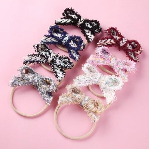 Cotton Baby Headband Girls Nylon Hair Accessories Big Bows Children Candy Color Head Bands Soft Infant Princess Hairbands