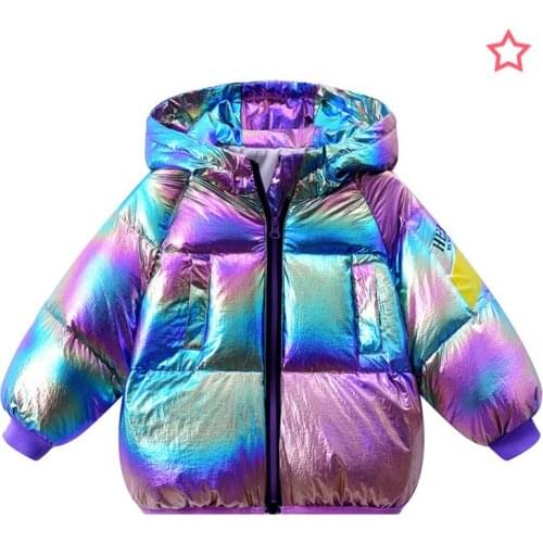 Down Jacket Kids 2020 Girl New Winter Childrens Bright Iridescent Thicken Outwear Boy White Duck Down Coat Toddler Snowsuits
