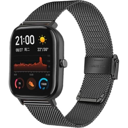 Stainless Strap For Xiaomi Huami Amazfit Bip S U Lite Pro Smart Watch Band Double Buckle Bracelets For Amazfit GTS 2E/GTS 2 Mini