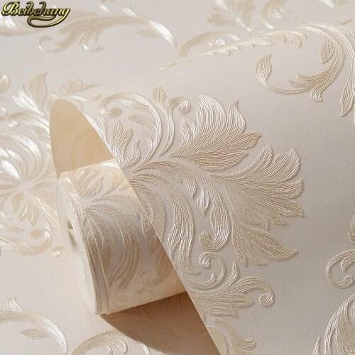 Beibehang European non-woven Damascus self-adhesive wallpaper Bedroom living room TV background wall paper 3d stereo wall paer