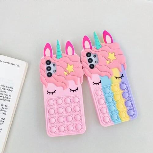 S21 S20PLUS Cute Rainbow Unicorn Silicone Phone Case For Samsung A51 A71 Note9/10 S21+ A50 A21S A51 Cover Shell Body Protection