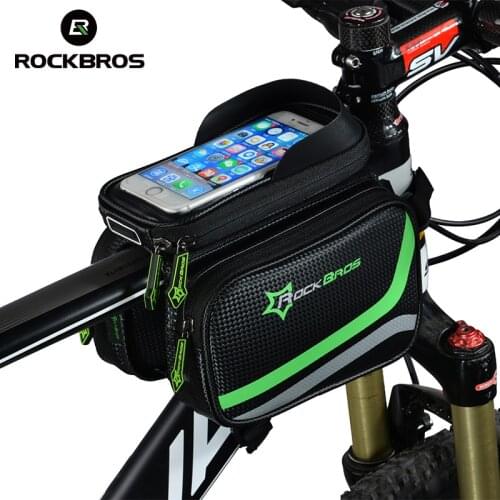 ROCKBROS Bicycle Bag Rainproof Bike MTB Front Head Bag Top Tube Double Pouch Cycling Pannier 5.8 6.2 Inch Touch Screen Accessory