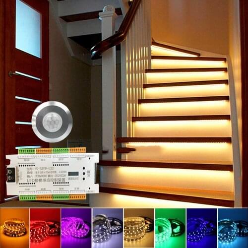Stair LED Motion Sensor Light Strip 32 Channel Dimming controller for Indoor Motion Night light 12V/24V Flexible LED Strip light