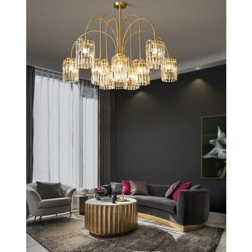 Led Nordic New Copper Light Luxury Living Room Lamp Creative Crystal Home Dining Room Study Chandelier Clothing Store Bedroom