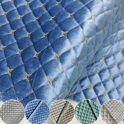 50x275cm Velvet Quilted Fabric Embroidery Plaid Non-slip Back Thickening Quilted Fabric For Diy Cushion Car Interior Sofa Cover