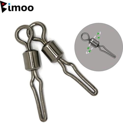 Bimoo 100pcs Carp Fishing Swivel With Side Line Clip Free Rotating Fishing Usefull Connector Accessories Size 2 4 6 7 8 10