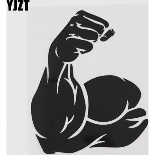 YJZT 10.7CMX13.2CM Bodybuilding Muscle Sports Fitness Decal Vinyl Car Sticker Black/Silver 8A-0985