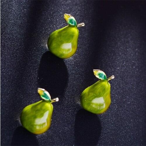 Mini Lovely Green Pear Collar Pin Fashion Fruit Brooches for Women Girl Hat Bags Small Broach Pins broche Jewelry Accessories