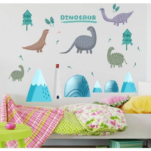 Zollor Simplicity Cartoon Dinosaur Tree Mountain Wall Sticker Childrens room Kindergarten Classroom Creative Decoration Sticker