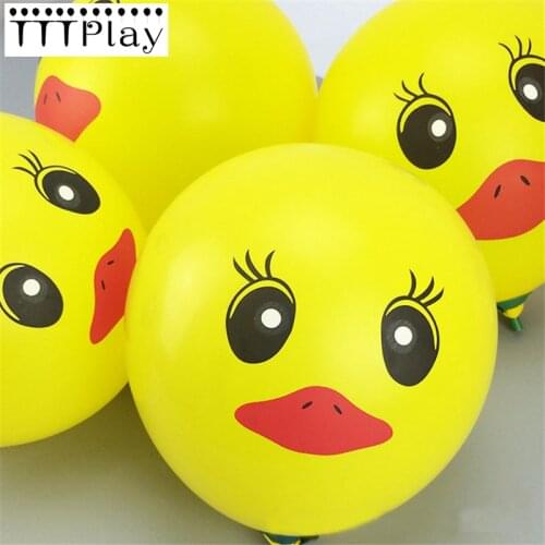 10pcs/lot 12inch 2.8g Duck Balloon Printed Cartoon Animal Yellow Latex Balloon Happy Birthday Party Balloons Decoration Supplies