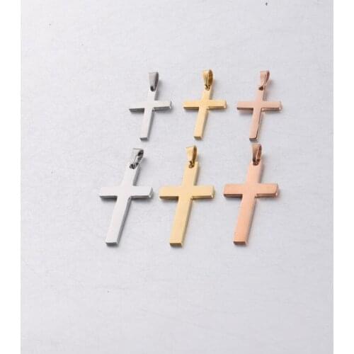 10Pcs/lot Stainless Steel Cross Charms Pendant Religious silver gold rose gold Jewelry Making DIY Charms With melon button Craft
