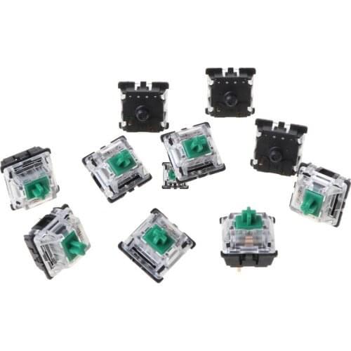 10Pcs/pack Mechanical Keyboard Gateron MX 3 Pin Green Switch Transparent Case for Keyboard Cherry MX Compatible