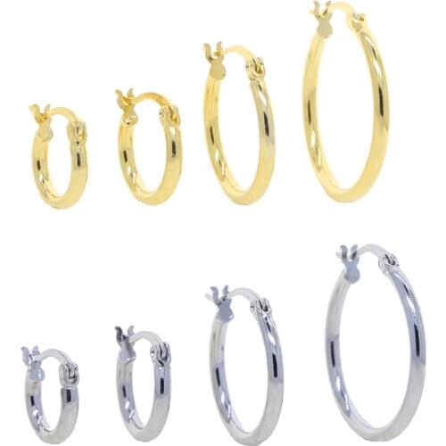 100% 925 Sterling Silver Various Sized Tube Hoop Earring Classic Fashion Women Girl Geometric Jewelry