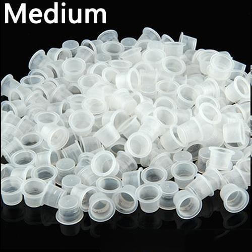 100Pcs Small Medium Large Clear White Plastic Tattoo Ink Cups Holder Supplies