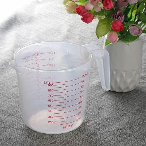 1000ml Transparent Plastic Portable Measuring Cup Jug Pour Spout Kitchen Bakeware Milk Measuring Cup With Scale