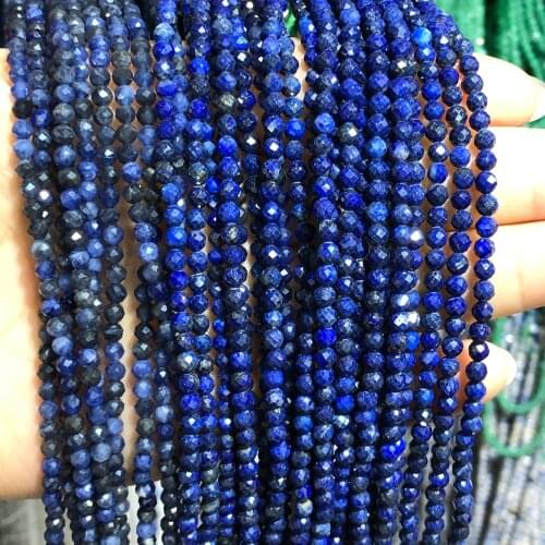 2/3/4mm Natural Faceted Lapis Lazuli Stone Beads Loose Spacer Rondelle Beads For Jewelry Making Accessories Diy Earing Bracelets