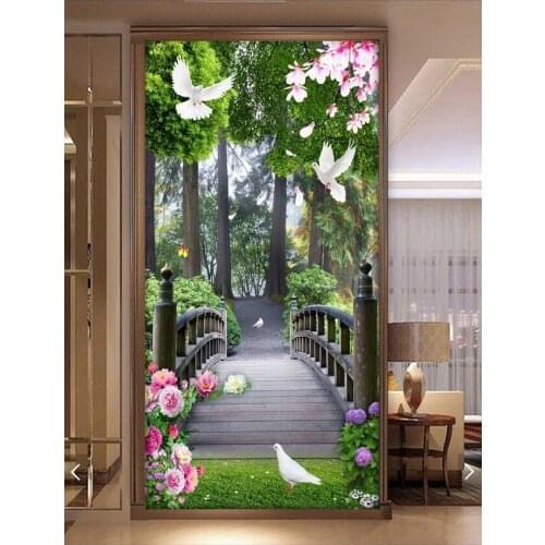 3d room wallpaper custom mural bridge green trees porch paintings home decor background photo wallpaper for walls 3 d
