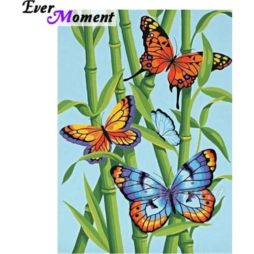 Ever Moment Diamond Painting Butterfly Bamboo Full Square Drill Picture Of Rhinestone Diamond Embroidery Decoration ASF1786