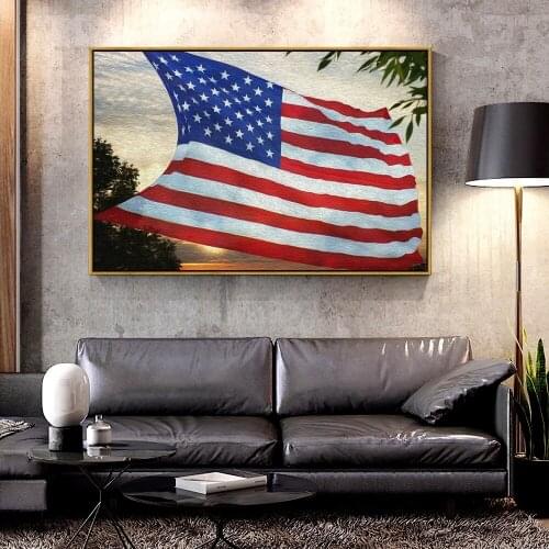 Artcozy Oil Canvas Painting american flag For Home Decoration Wall Art