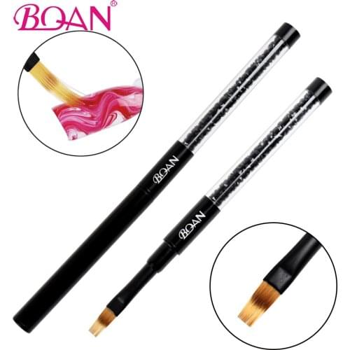 BQAN 1pc Nail Brush UV Gel Polish Ombre Pen Brush Rhinestone Handle Nylon Hair Professional Crystal Nails Art Manicure Tool