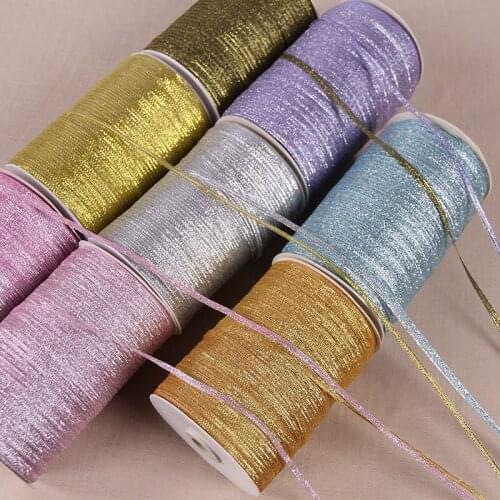 20 meters/lot) 1/8'' (3mm) Metallic Glitter Ribbon Colorful gift package ribbons wholesale