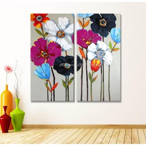 100% Handpainted wall art Abstrac flower oil painting on canvas wall painting decor for living room home decoration 3pcs/set