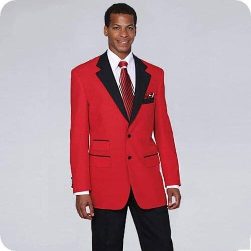 Hot Recommend Two Buttons Red Groom Tuxedos Groomsmen Notch Lapel Mens Suits Blazers (Jacket+Pants+Tie) W:917
