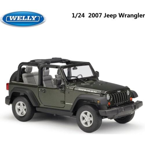 WELLY Model Car 1:24 Scale 2007 Jeep Wrangler Diecast Car Simulator Alloy Off-Road Metal ClassicToy Car For Kid Gift Collection