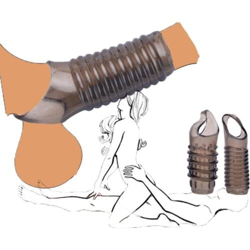 Male Sex Product Silicone Reusable Penis Sleeve Strapon Delayed Ejaculation Device Lock Sperm Erection Sex Toys for Men Bondage