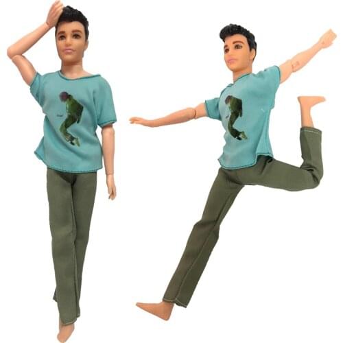 NK Newest One Set Prince Doll Green Casual Handmade Clothes Fashion Outfits For Barbie Boyfriend For Ken Doll Accessories