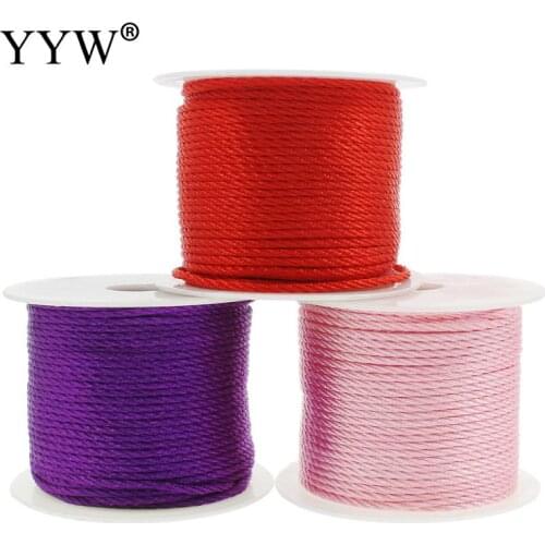 Wholesale 50m/Spool 2mm Mix Color Nylon Red Satin Chinese Knotting Silky Macrame Cord Beading Braided European String Thread